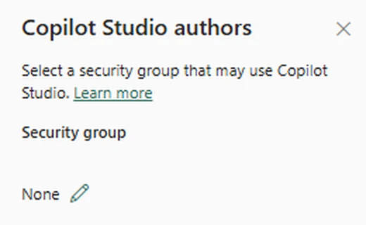 Copilot Studio authors tenant setting set to None